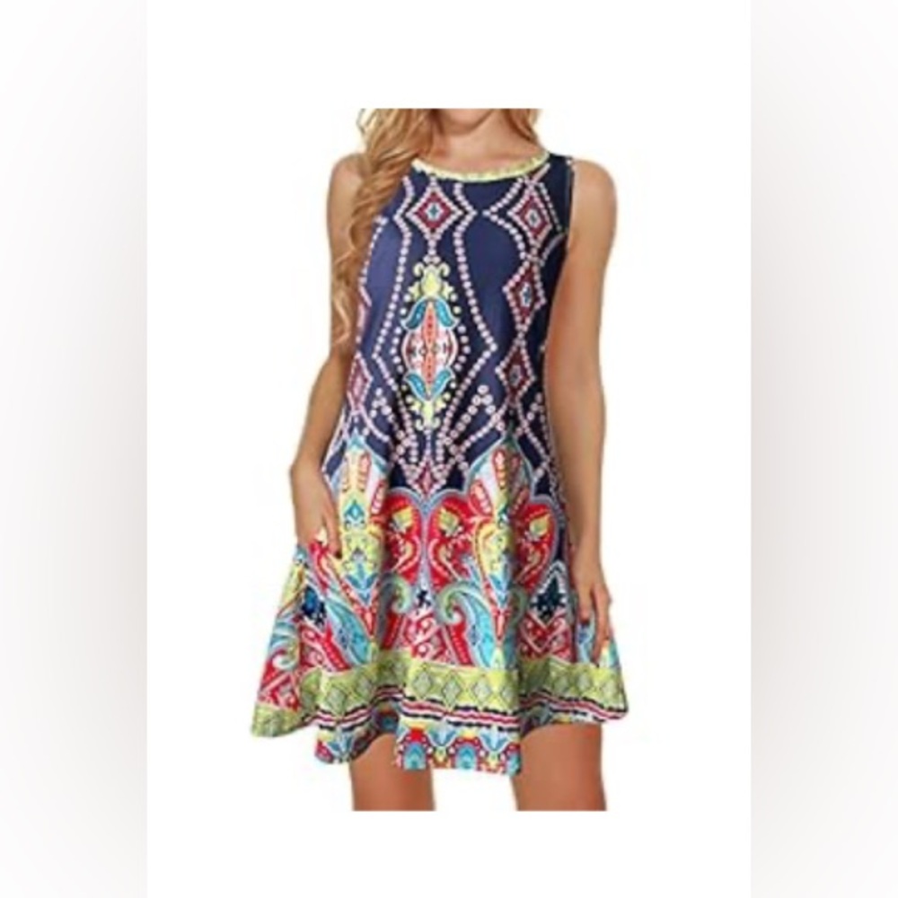 NWOT Colorful Sleeveless Patterned Dress Plus Size 2XL